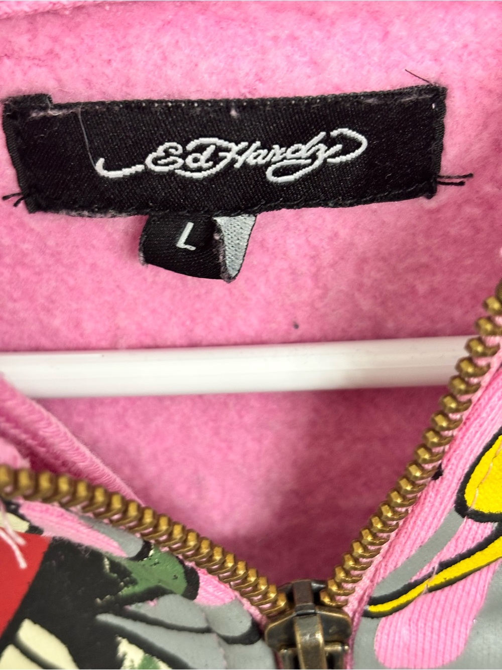 Ed Hardy Pink "Love Kills Slowly" Tiger Dagger Zip-Up Hoodie (Size L) - Picture 4 of 4